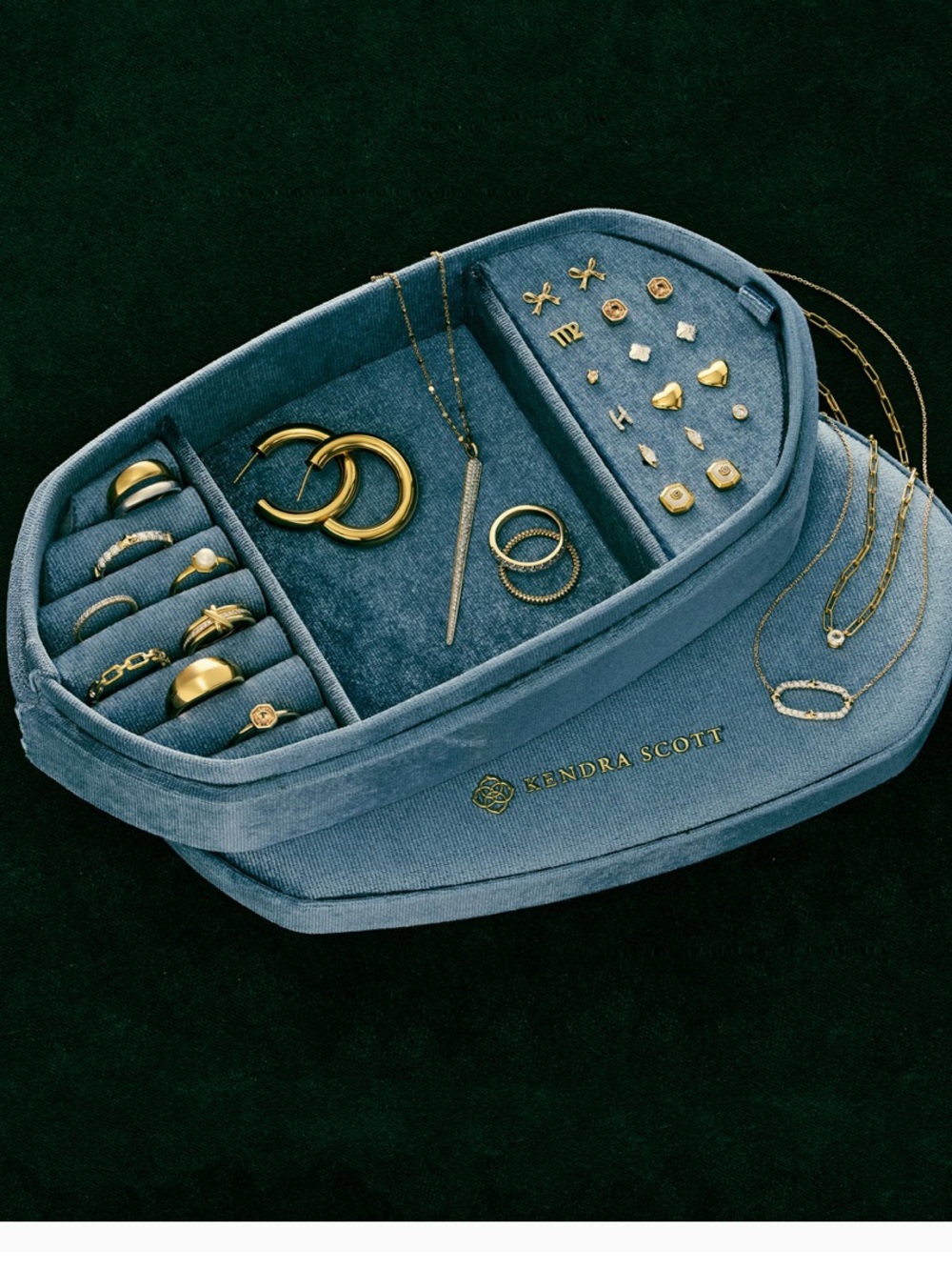 Kendra Scott Danielle Medium Case in Blue with Gold Logo